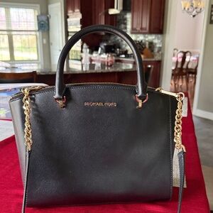 Michael Kors Black Leather Purse  with Gold Chain Accents